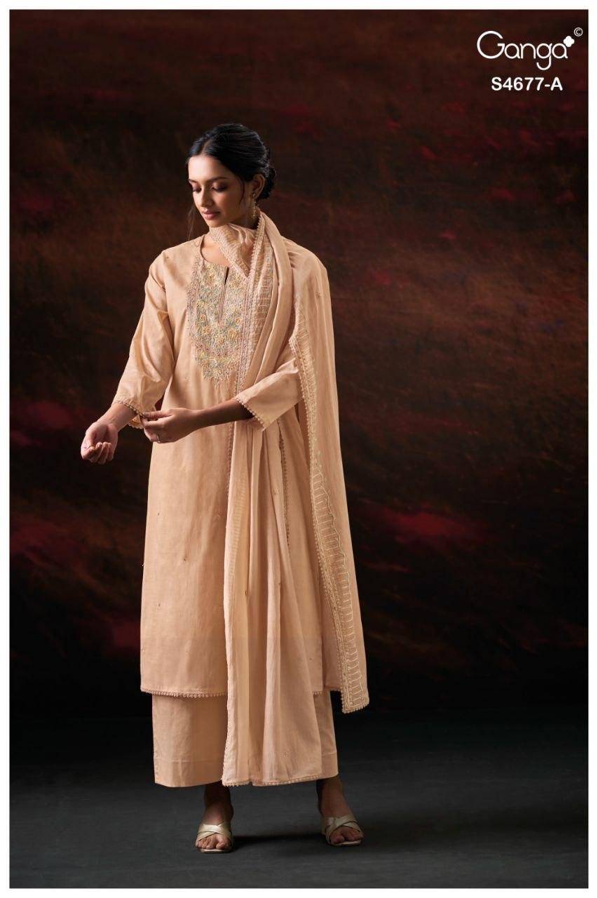 PRISHAEL 4677 Series By Ganga Fashion Beautiful Festive Suits Stylish Colorful Fancy Casual Wear & Ethnic Wear PURE BEMBERG MUL Dresses At Wholesale Price